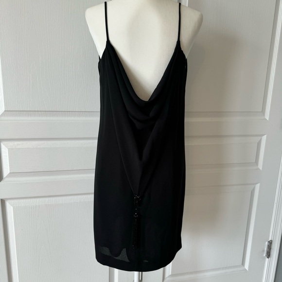 Laundry by Shelli Segal Little Black Dress with Draped Beaded Tassel Back - Picture 7 of 8